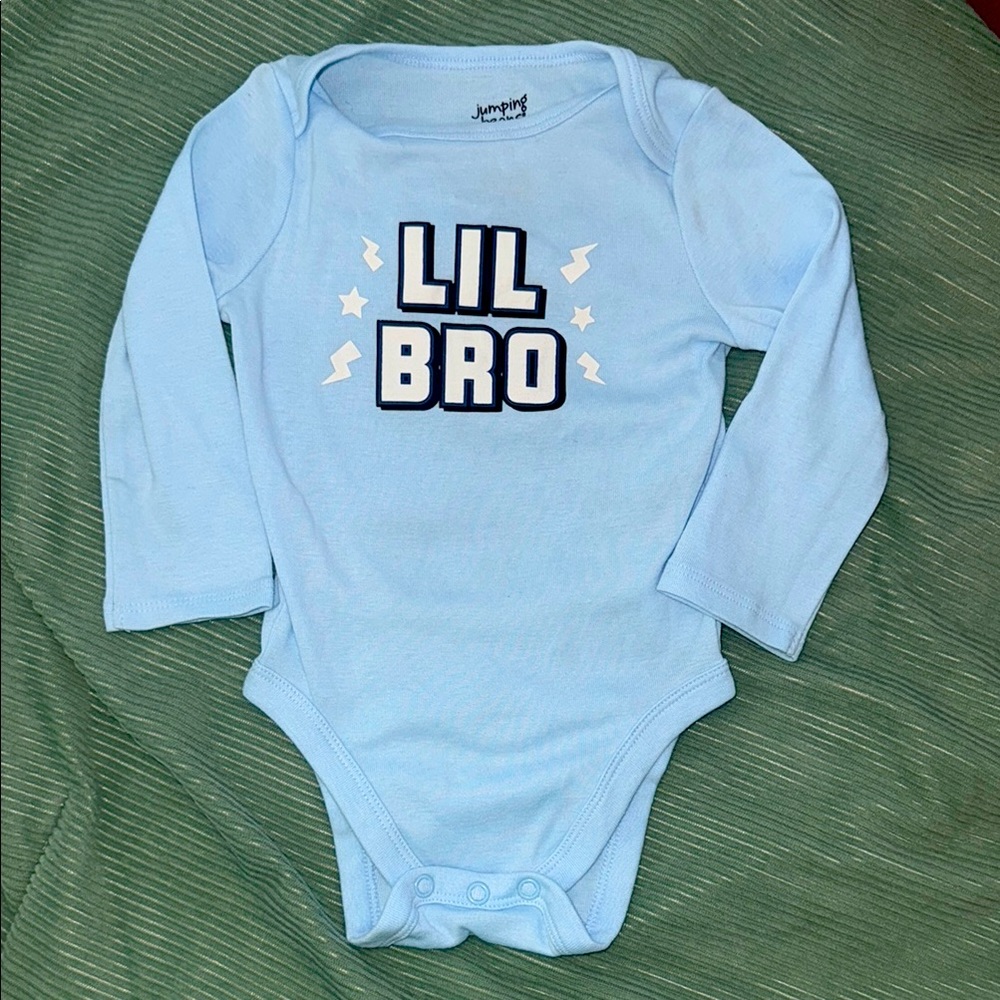 Jumping Beans Baby Bean “Lil Bro” Blue Onesie - 12 months